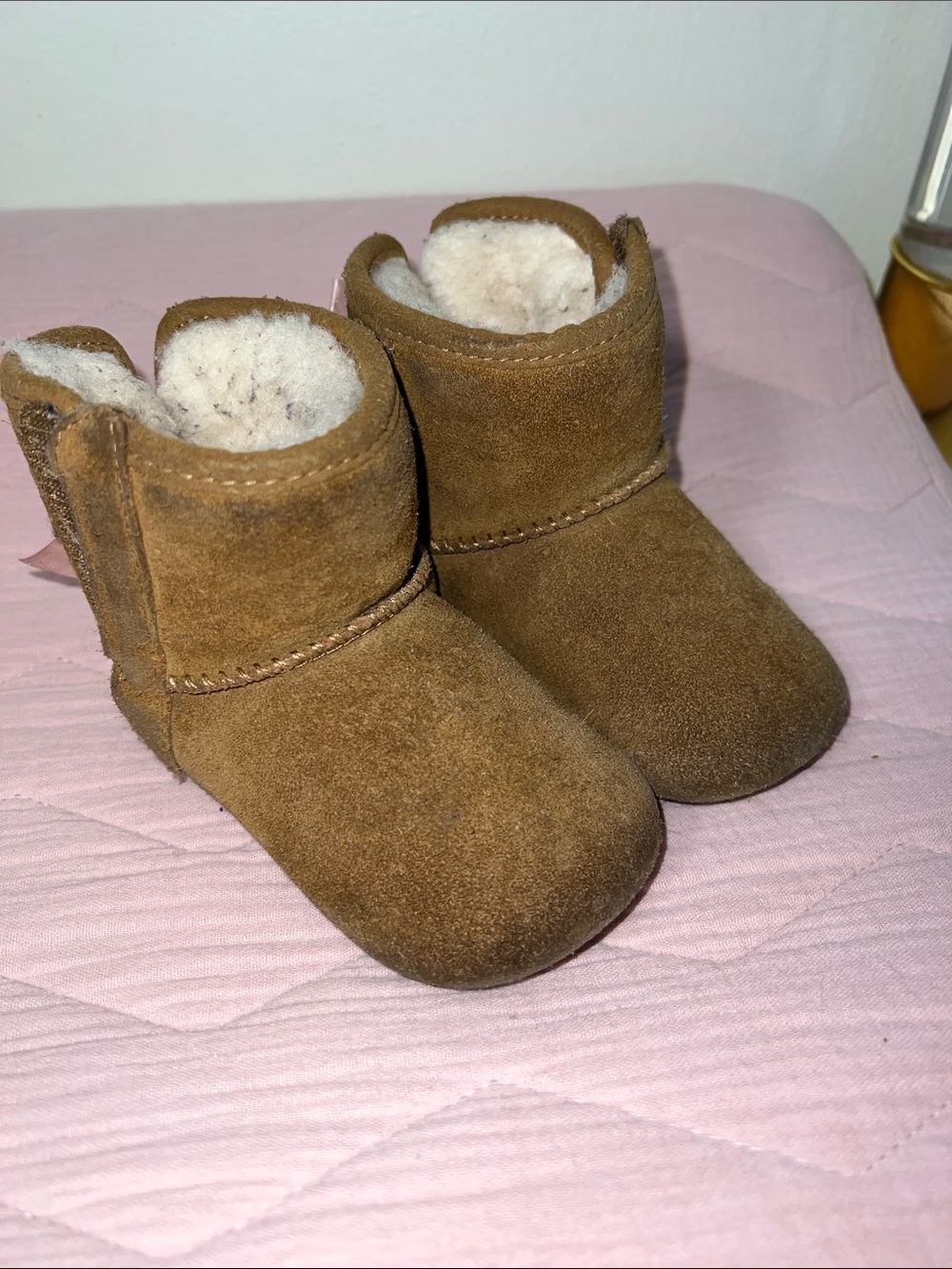 UGG Chestnut Suede Baby Walker Boots with Shearling